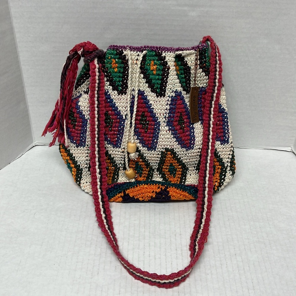Hiptipico Multicolor Crochet Crossbody Bag – Artisan Boho Festival Purse - Picture 5 of 13